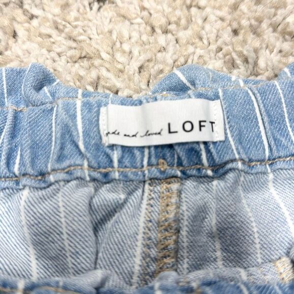 Loft Women’s High Rise Drawstring Striped Denim Shorts Size Large - Picture 4 of 7